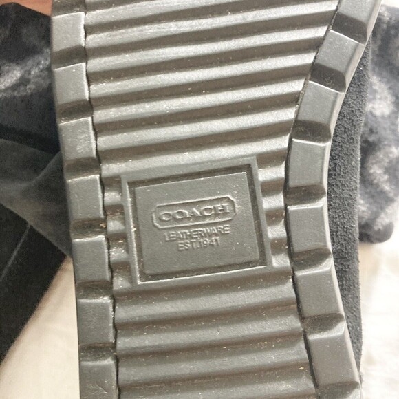 Vintage Coach Women’s Size 8.5 Tatum Black Logo Sock Cuff Boots Leather Wool - Picture 4 of 12